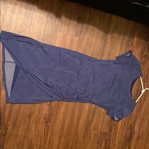 London times runched side blue dress